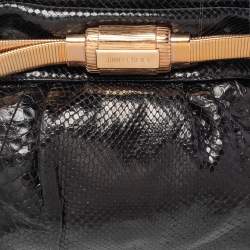 مملوكة مسبقًا Jimmy Choo Python Oversized Top Zip Clutch 