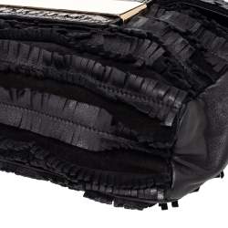 مملوكة مسبقًا حقيبة كتف جيمي تشو كارولينا سويدي وجلد ثعبان أسود بشراشيب