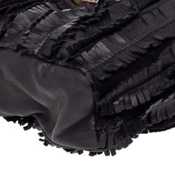 مملوكة مسبقًا حقيبة كتف جيمي تشو كارولينا سويدي وجلد ثعبان أسود بشراشيب