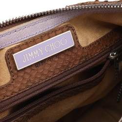 مملوكة مسبقًا Jimmy Choo Beige/Brown Canvas And Python Leather Hobo