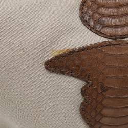 مملوكة مسبقًا Jimmy Choo Beige/Brown Canvas And Python Leather Hobo