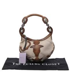 مملوكة مسبقًا Jimmy Choo Beige/Brown Canvas And Python Leather Hobo