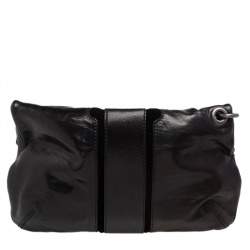 Pre Owned حقيبة كلتش جيمي حمالة معصم واسعة مارين سويدي وجلد أسود