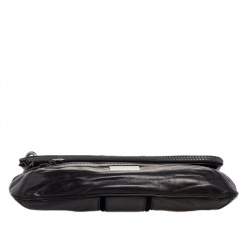 Pre Owned حقيبة كلتش جيمي حمالة معصم واسعة مارين سويدي وجلد أسود