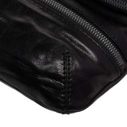 Pre Owned حقيبة كلتش جيمي حمالة معصم واسعة مارين سويدي وجلد أسود