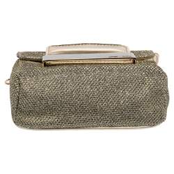 مملوكة مسبقًا حقيبة كروس جيمي تشو كارو جلد وقماش غليتر ذهبي ميتالك