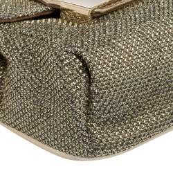 مملوكة مسبقًا حقيبة كروس جيمي تشو كارو جلد وقماش غليتر ذهبي ميتالك