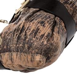 مملوكة مسبقًا Jimmy Choo Beige/Brown Lizard Embossed Leather Chain Shoulder Bag