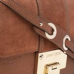 Jimmy Choo Brown Suede And Leather Rebel Top Handle Bag