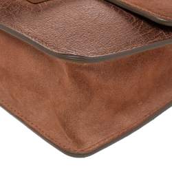 Jimmy Choo Brown Suede And Leather Rebel Top Handle Bag