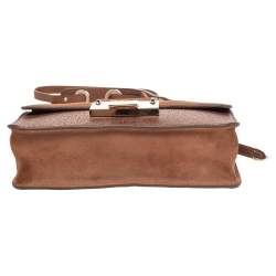 Jimmy Choo Brown Suede And Leather Rebel Top Handle Bag