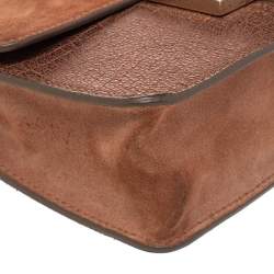 Jimmy Choo Brown Suede And Leather Rebel Top Handle Bag
