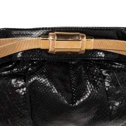 مملوكة مسبقًا Jimmy Choo Black Python Oversized Zip Clutch