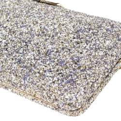 مملوكة مسبقًا Jimmy Choo Gold/Lilac Champagne Coarse Glitter Ellipse Chain Clutch