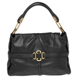 Pre Owned Jimmy Choo Black Leather Tulita Hobo