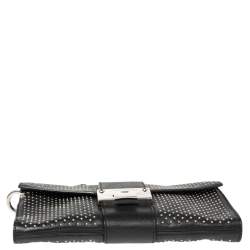 مملوكة مسبقًا حقيبة كلتش جيمي تشو حمالة معصم ريبل مرصع جلد أسود