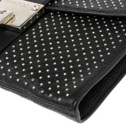 مملوكة مسبقًا حقيبة كلتش جيمي تشو حمالة معصم ريبل مرصع جلد أسود