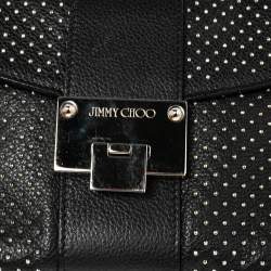 مملوكة مسبقًا حقيبة كلتش جيمي تشو حمالة معصم ريبل مرصع جلد أسود