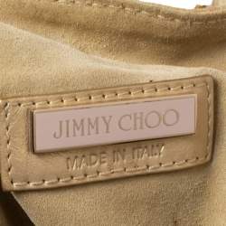 Jimmy Choo Beige/Gold Leather and Suede Mandah Expandable Bag