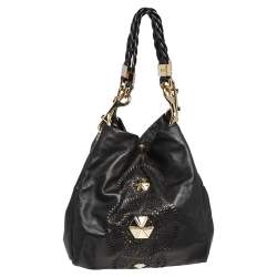 مملوكة مسبقًا Jimmy Choo Black Cut Out Leather Lohla Hobo