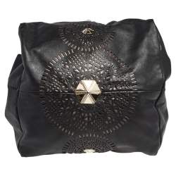 مملوكة مسبقًا Jimmy Choo Black Cut Out Leather Lohla Hobo