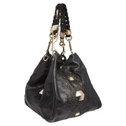 مملوكة مسبقًا Jimmy Choo Black Cut Out Leather Lohla Hobo