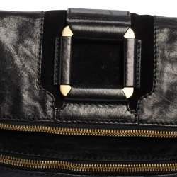 مملوكة مسبقًا حقيبة كلتش جيمي تشو مافي جلد أسود بطية 