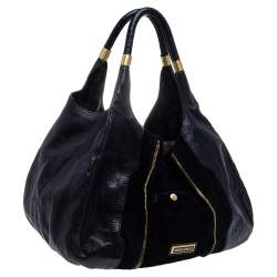 Pre Owned Jimmy Choo Black Leather and Suede Mona Tote