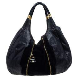 Pre Owned Jimmy Choo Black Leather and Suede Mona Tote