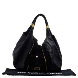 Pre Owned Jimmy Choo Black Leather and Suede Mona Tote