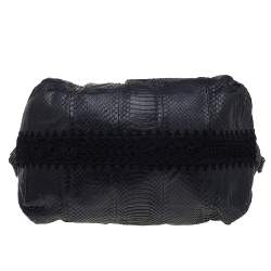 مملوكة مسبقًا حقيبة هوبو جيمي تشو جلد ثعبان أسود مزينة بدانتيل