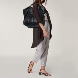 مملوكة مسبقًا حقيبة هوبو جيمي تشو جلد ثعبان أسود مزينة بدانتيل