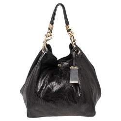 Pre Owned Jimmy Choo Black Embossed Leather Lohla Jayne Tote