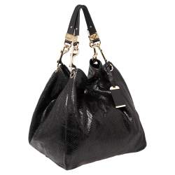Pre Owned Jimmy Choo Black Embossed Leather Lohla Jayne Tote