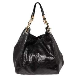 Pre Owned Jimmy Choo Black Embossed Leather Lohla Jayne Tote