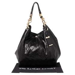 Pre Owned Jimmy Choo Black Embossed Leather Lohla Jayne Tote