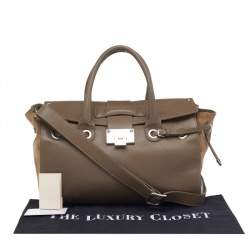Jimmy Choo Grey/Beige Leather And Suede Rosa Top Handle Bag