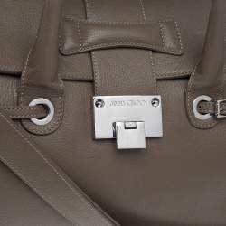 Jimmy Choo Grey/Beige Leather And Suede Rosa Top Handle Bag