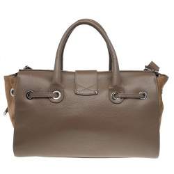 Jimmy Choo Grey/Beige Leather And Suede Rosa Top Handle Bag