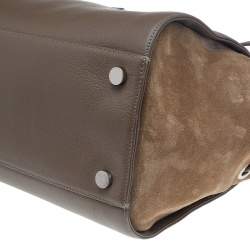 Jimmy Choo Grey/Beige Leather And Suede Rosa Top Handle Bag