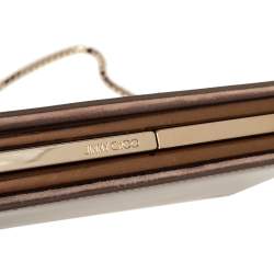 Pre Owned حقيبة كلتش جيمي تشو سلسلة جلد ذهبي ميتالك