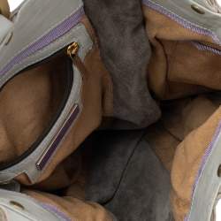 Pre Owned Jimmy Choo Khaki Green Leather and Suede Mona Tote