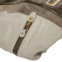 Pre Owned Jimmy Choo Khaki Green Leather and Suede Mona Tote