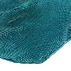 Pre Owned حقيبة هوبو جيمي تشو جلد نقشة الثعبان وحواف ثعبان تركواز 