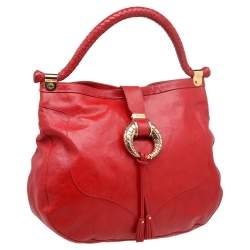 Pre Owned Jimmy Choo Red Leather Ruby Hobo