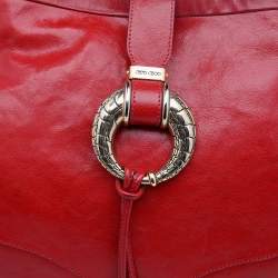 Pre Owned Jimmy Choo Red Leather Ruby Hobo