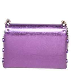 Pre Owned حقيبة كتف جيمي تشو لوكيت سيتي جلد بنفسجي ميتاليك