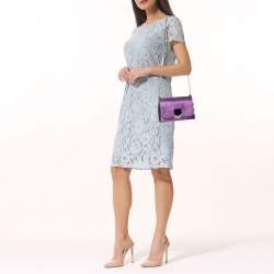 Pre Owned حقيبة كتف جيمي تشو لوكيت سيتي جلد بنفسجي ميتاليك