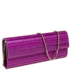 Pre Owned Jimmy Choo Pink Glitter Acrylic Sweetie Clutch