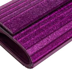 Pre Owned Jimmy Choo Pink Glitter Acrylic Sweetie Clutch